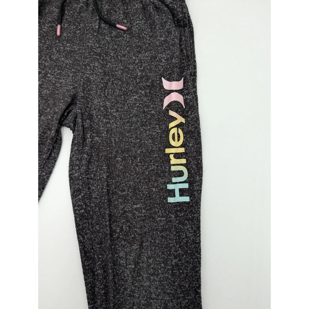 Hurley Kids Joggers Sweatpants Size M 10 12 Yrs Charcoal Rainbow Logo Activewear